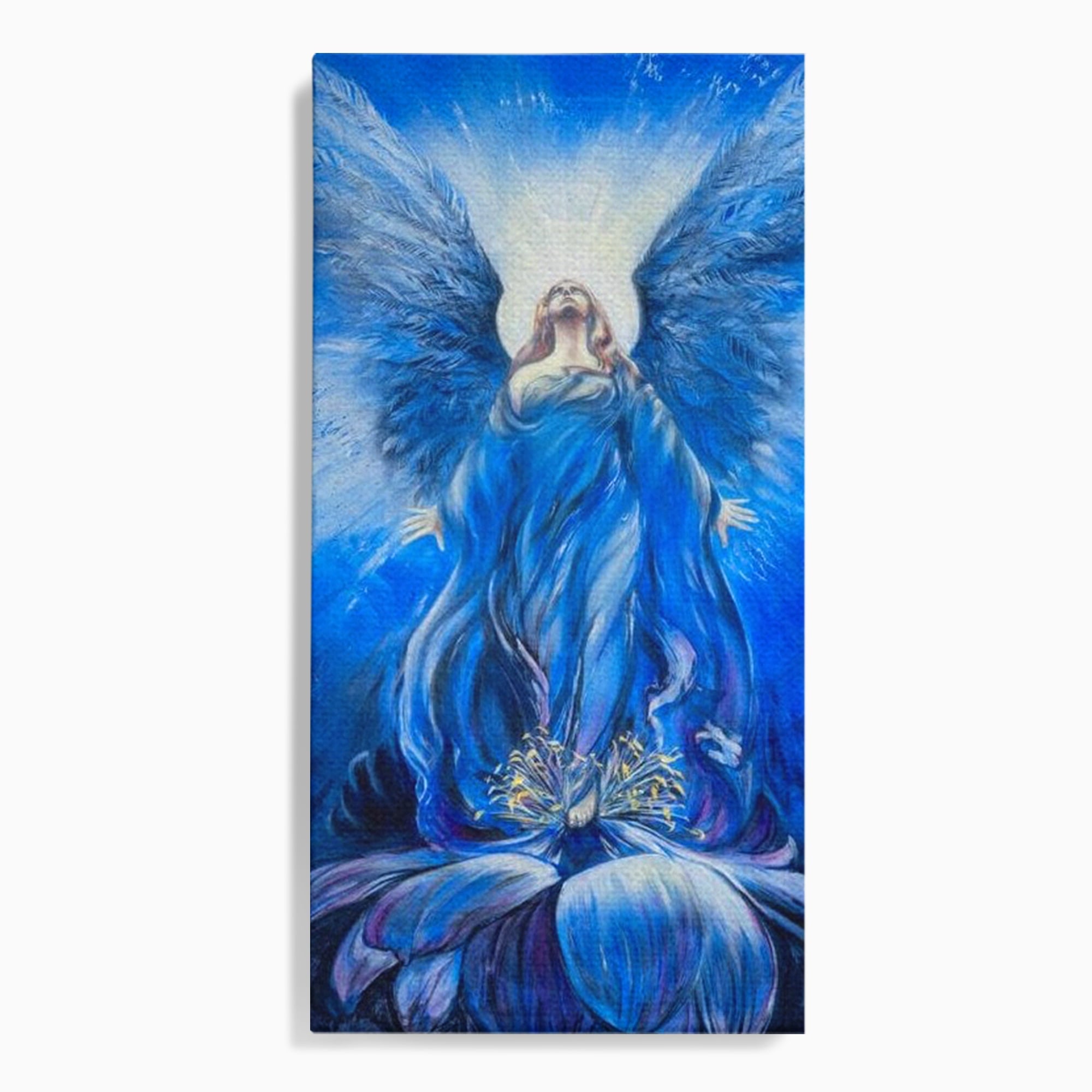 Tablou canvas cu tablou canvas cu inger albastru, fara rama, pe sasiu de lemn